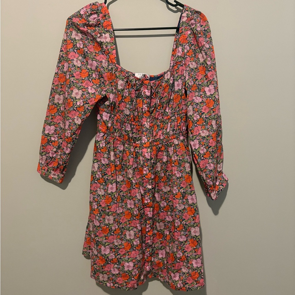 J. Crew Cinched waist cotton dress Liberty London fabric size 8 Meadow Song
